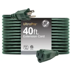 GE 1-Outlet Grounded Extension Cord, Outdoor, 40ft., 16AWG, Green