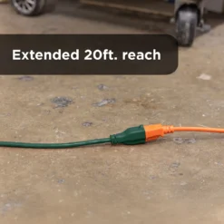 GE 1-Outlet Grounded Extension Cord, Outdoor, 20ft., 16AWG, Green
