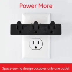 GE 3-Outlet Grounded Tap Adapter, Black