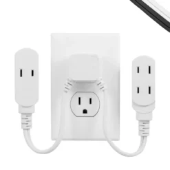 GE 3-Outlet 10in. Dual Split Extension Cord, White