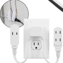 GE 3-Outlet 10in. Dual Split Extension Cord, White