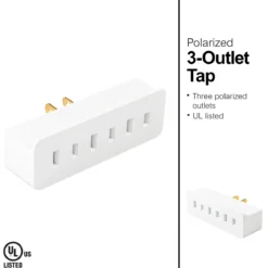 GE 3-Outlet Polarized Wall Tap, White
