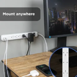 GE 6-Outlet Power Strip with USB, 1 USB-A & 1 USB-C Port, 4ft Braided Extension Cord, White