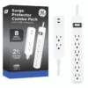 GE 6-Outlet Surge Protector and 2-Outlet Surge Protector with 2 USB-C, 2ft and 245J, White, Combo Pack