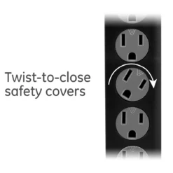 GE 6-Outlet Surge Protector Extension Cord, 450J, Black, 2ft., 2pk