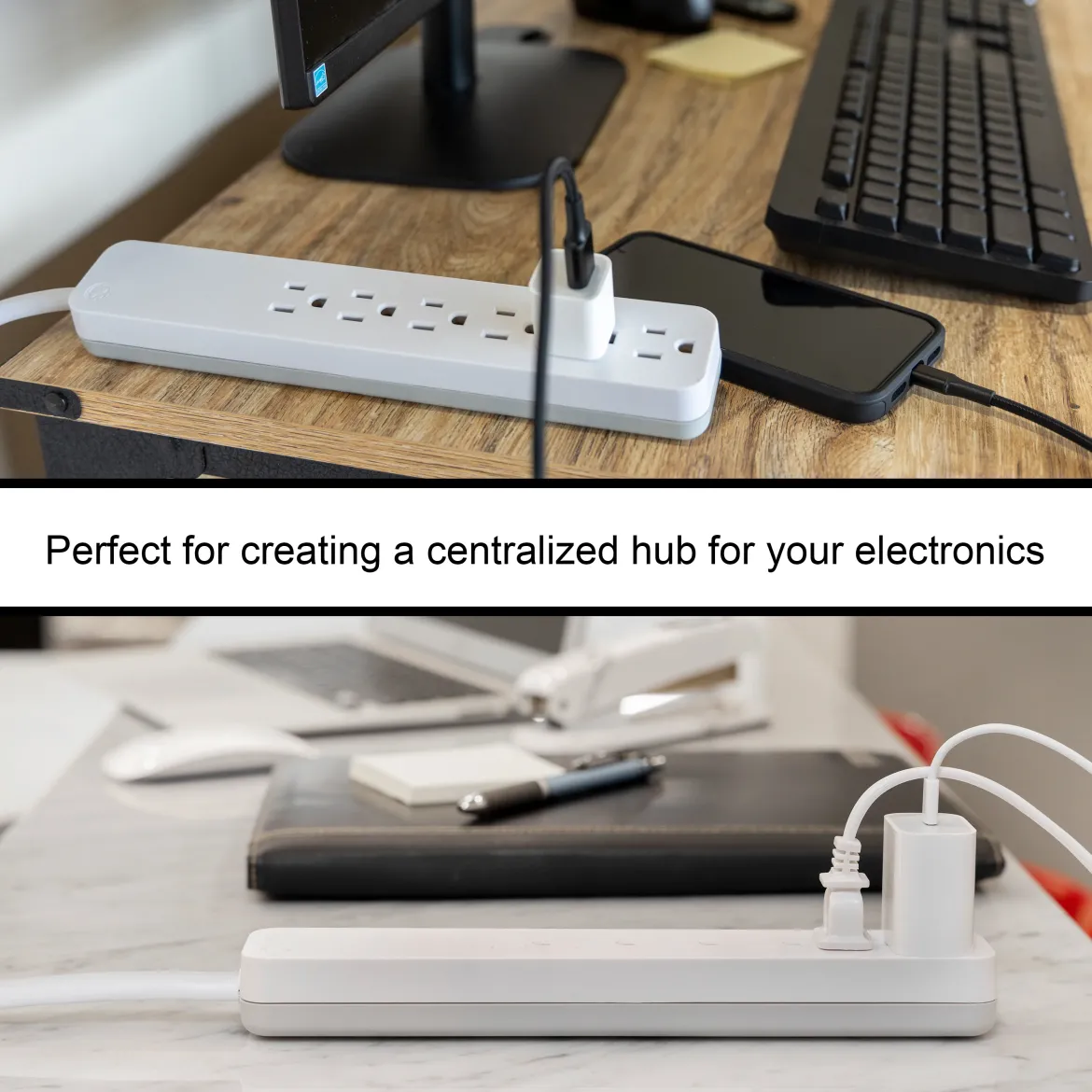 GE 6-Outlet Surge Protector, 620J, 2ft. White, 2pk