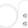 GE 3-Outlet Surge Protector with USB, 245 Joules, 1 USB-A & 1 USB-C Port, 4ft Braided Extension Cord, Flat Plug, White/Gray