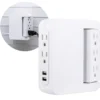 GE 5-Outlet Swivel Surge Tap with USB, 560J, 2 Ports, 2.4A, White, 2 Pack