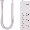 GE 7-Outlet 2-USB 4ft. Surge Protector with USB-C and Braided Cord, White