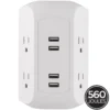 GE 4-Outlet 4-USB Surge Protector Wall Tap