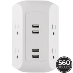 GE 4-Outlet 4-USB Surge Protector Wall Tap