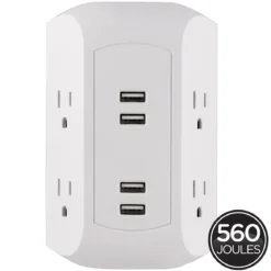 GE 4-Outlet 4-USB Surge Protector Wall Tap