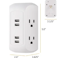 GE 4-Outlet 4-USB Surge Protector Wall Tap