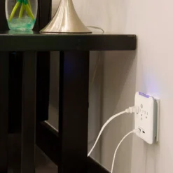 GE 3-Outlet 2-USB Wall Tap with Surge Protection, White