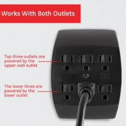 GE 6-Outlet Wall Tap, Black