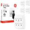 GE 6-Outlet Wall Tap, 5 Pack, White