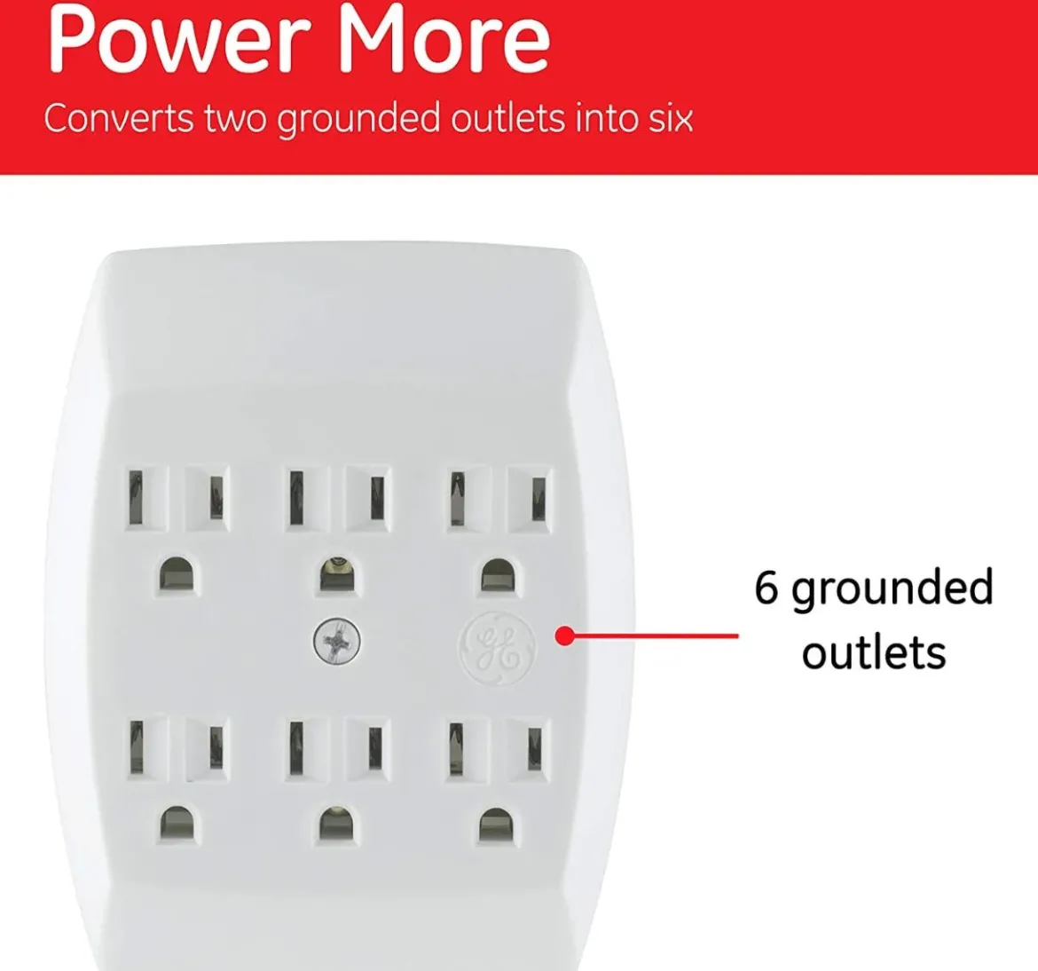 GE 6-Outlet Wall Tap, 5 Pack, White