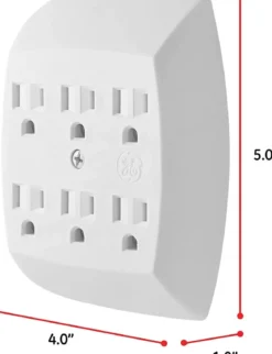 GE 6-Outlet Wall Tap, 5 Pack, White