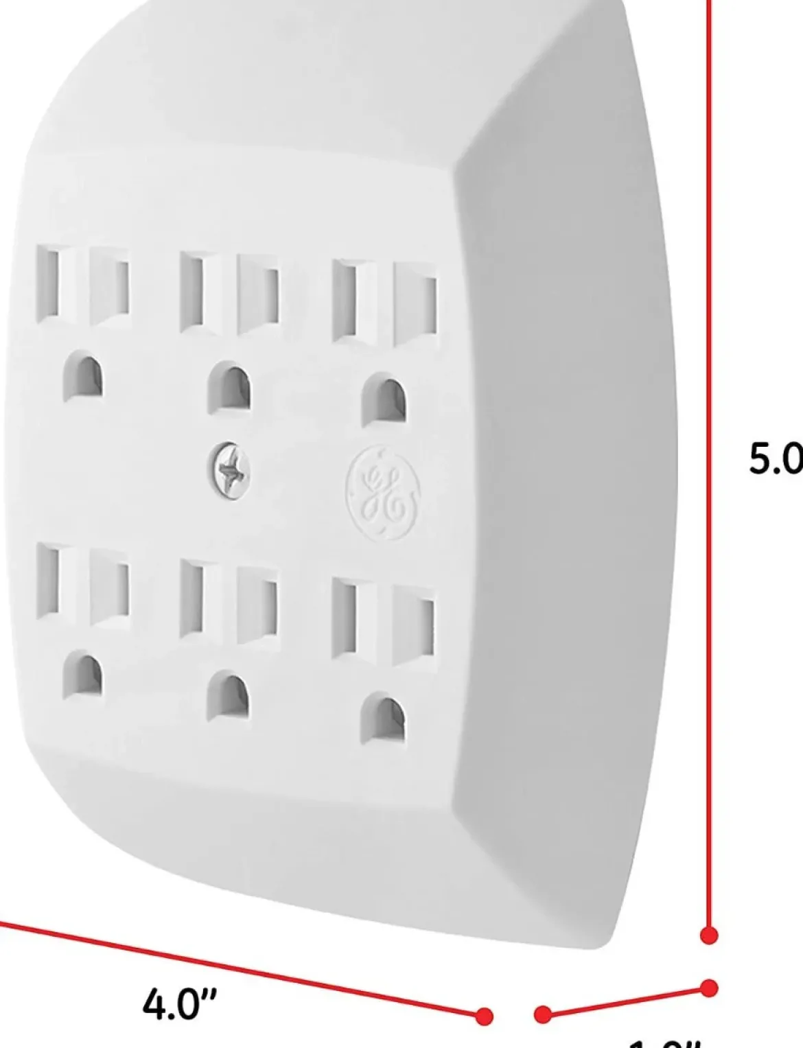 GE 6-Outlet Wall Tap, 5 Pack, White