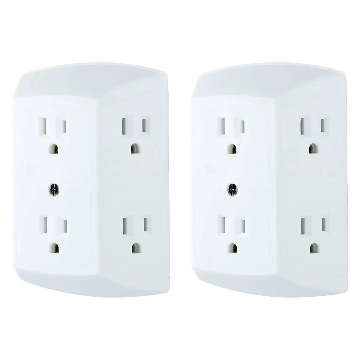 GE 6-Outlet Wall Tap, 2 Pack, White