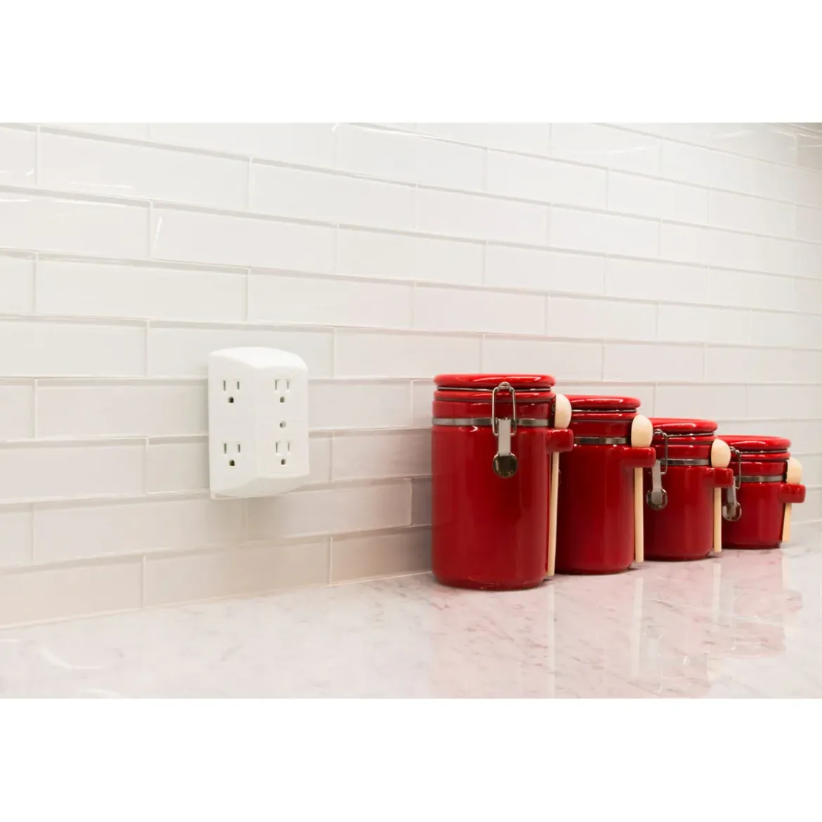GE 6-Outlet Wall Tap, 2 Pack, White