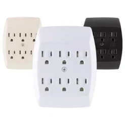 GE 6-Outlet Wall Tap, White