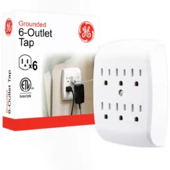 GE 6-Outlet Wall Tap, White