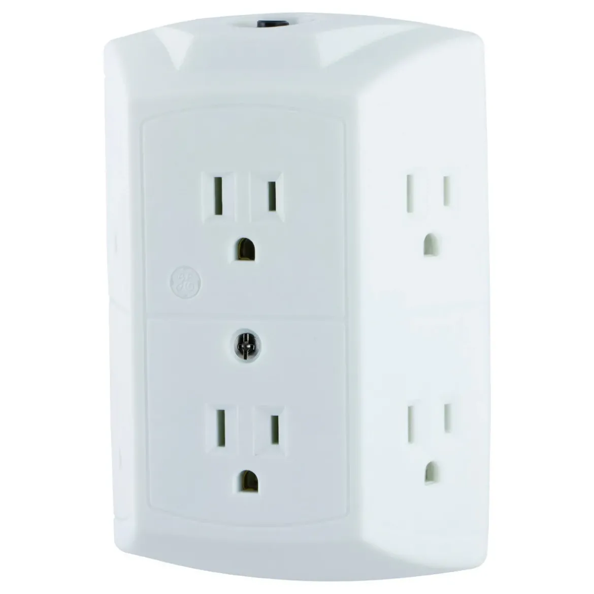 GE 6-Outlet Wall Tap with Resettable Circuit Breaker, White