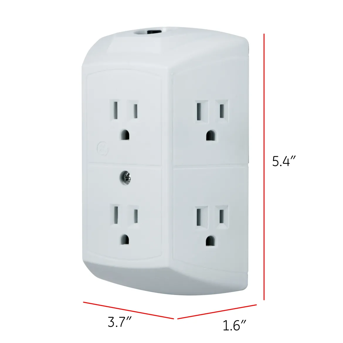 GE 6-Outlet Wall Tap with Resettable Circuit Breaker, White