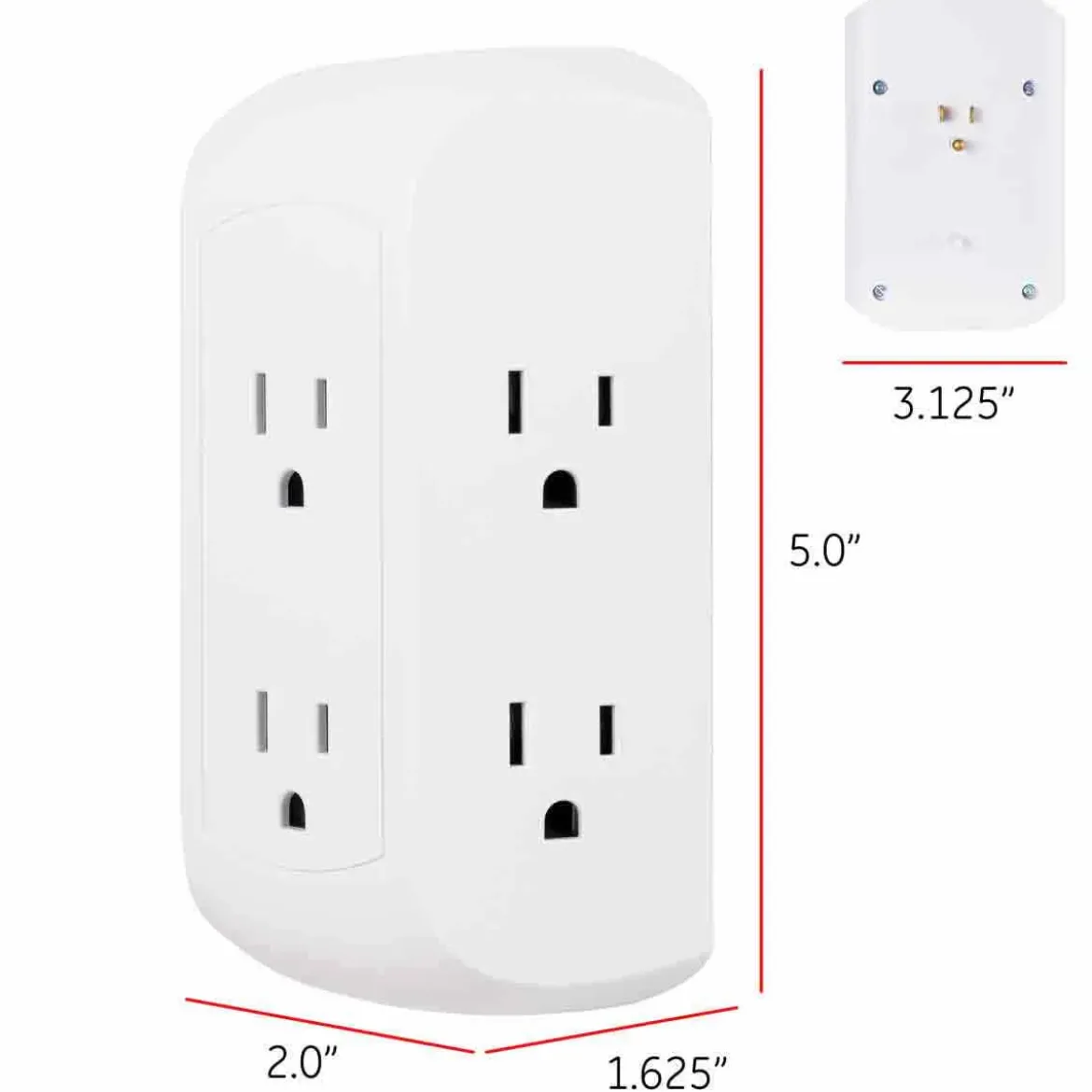GE 6-Outlet Wall Tap with Surge Protection, White