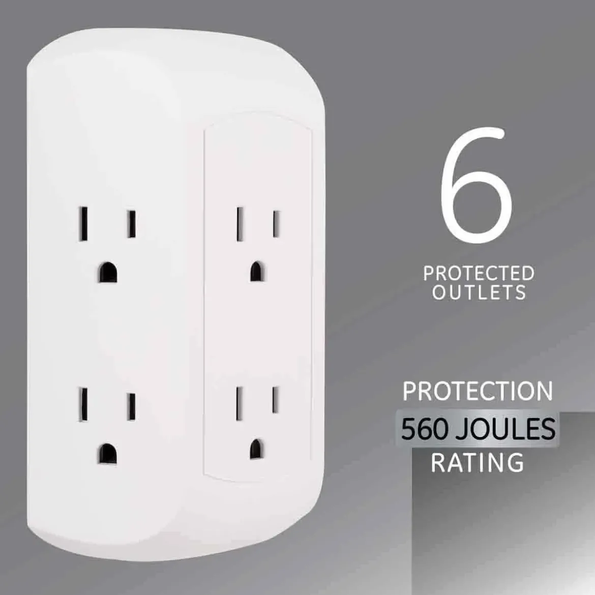 GE 6-Outlet Wall Tap with Surge Protection, White