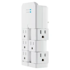 GE 6-Outlet Wall Tap with Surge Protection and Swivel Outlets, White