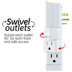 GE 6-Outlet Wall Tap with Surge Protection and Swivel Outlets, White