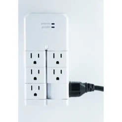 GE 6-Outlet Wall Tap with Surge Protection and Swivel Outlets, White