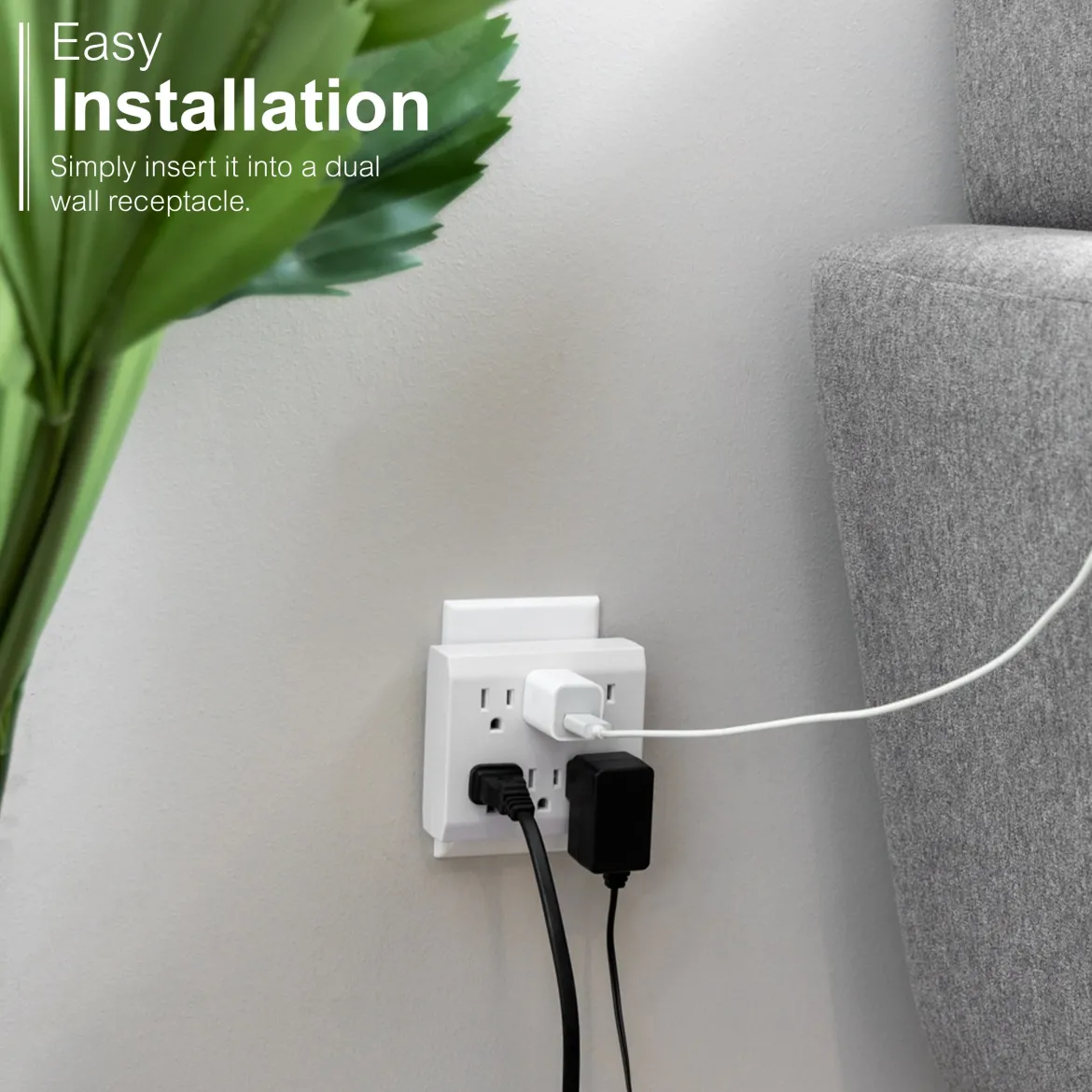 GE 6-Outlet Wall Tap with Surge Protection, White