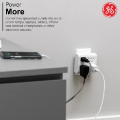GE 6-Outlet Wall Tap with Surge Protection, White