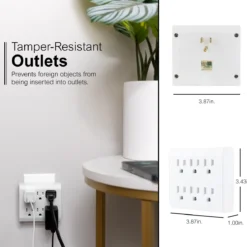 GE 6-Outlet Wall Tap with Surge Protection, White