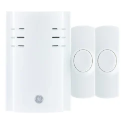 GE Plug-In 8-Chime Wireless Door Chime Kit with 2-Push Buttons, White