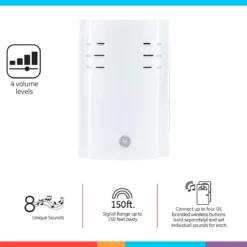 GE Plug-In 8-Chime Wireless Door Chime Kit, White