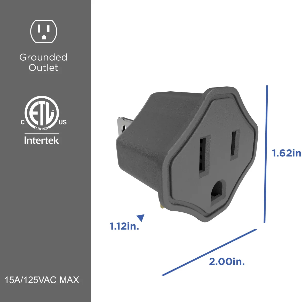 GE Polarized Grounded Adapter, 2 Pack, Gray