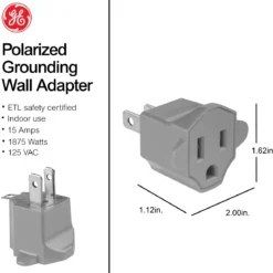 GE Polarized Grounded Adapter, Gray