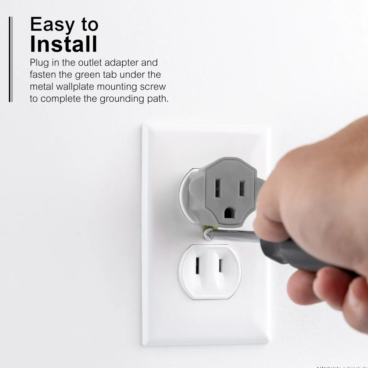 GE Polarized Grounded Adapter, Gray