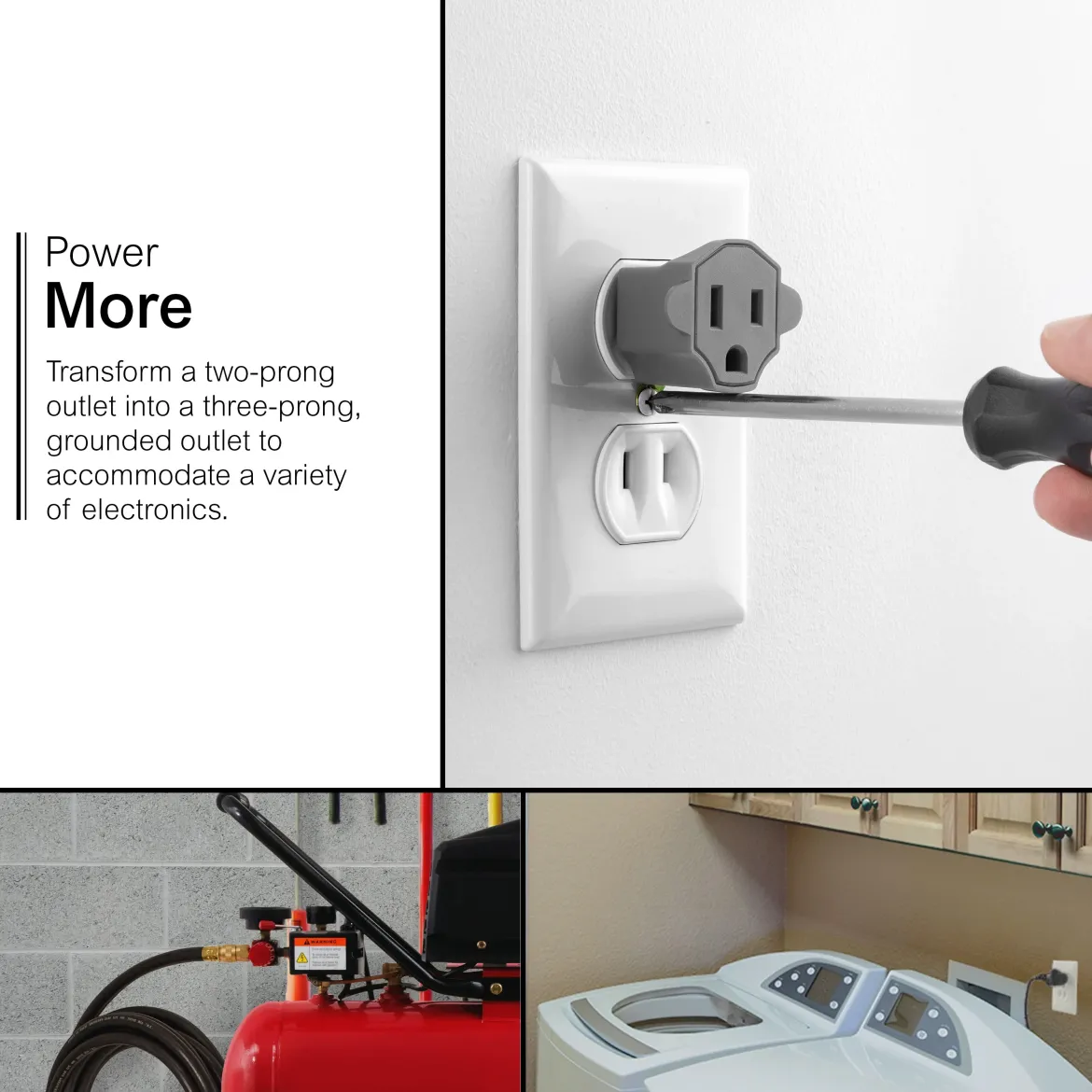 GE Polarized Grounded Adapter, Gray