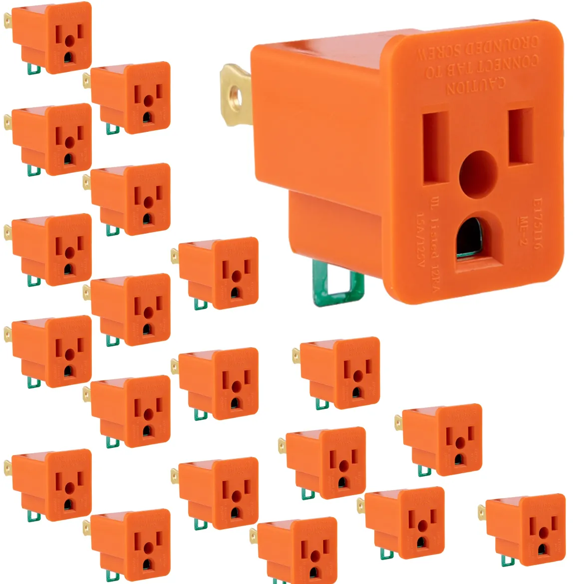GE Polarized Grounding Adapter 1-Outlet Orange