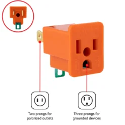 GE Polarized Grounding Adapter 1-Outlet Orange