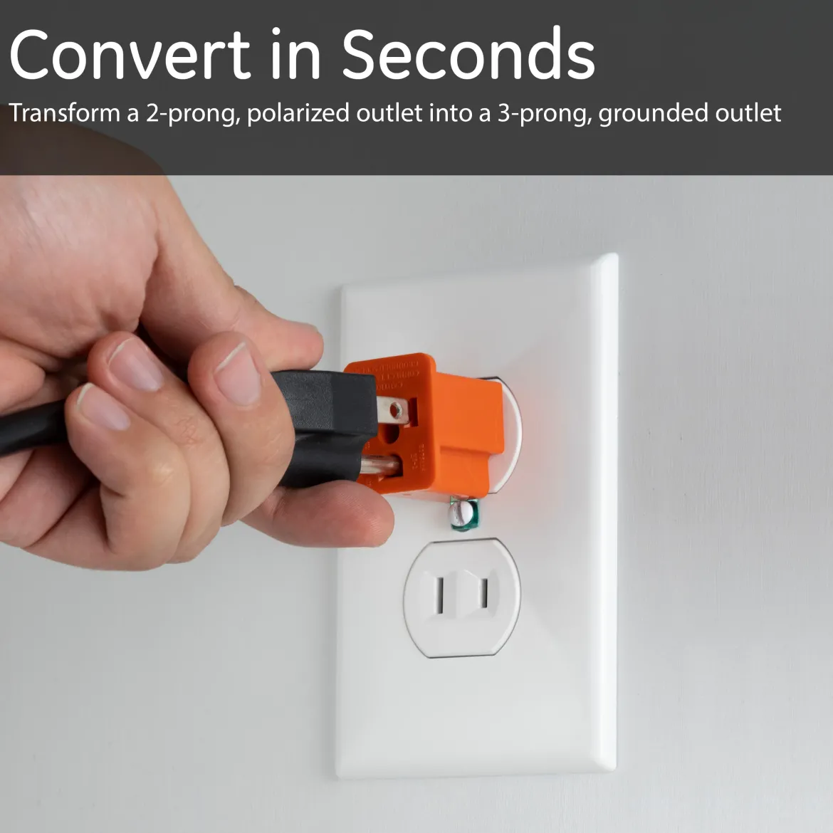 GE Polarized Grounding Adapter 1-Outlet Orange