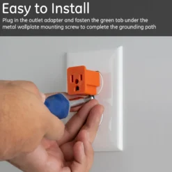 GE Polarized Grounding Adapter 1-Outlet Orange