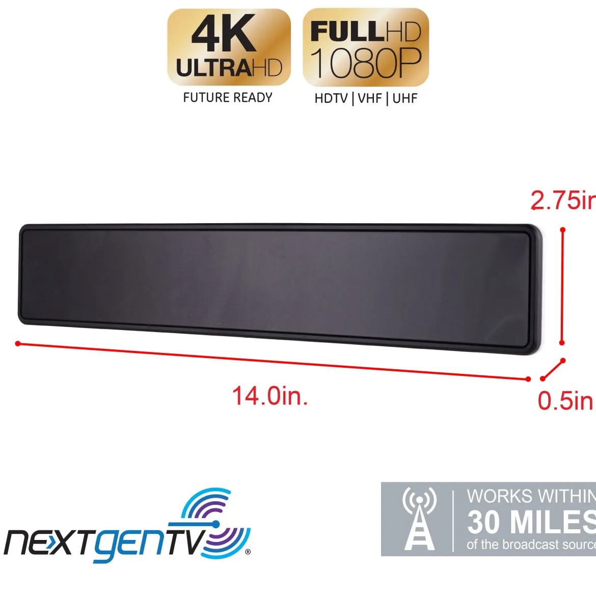 GE Pro Bar HD Antenna, Black/White