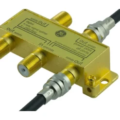 GE Pro Digital 4-Way Coaxial Splitter, Gold
