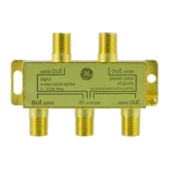 GE Pro Digital 4-Way Coaxial Splitter, Gold